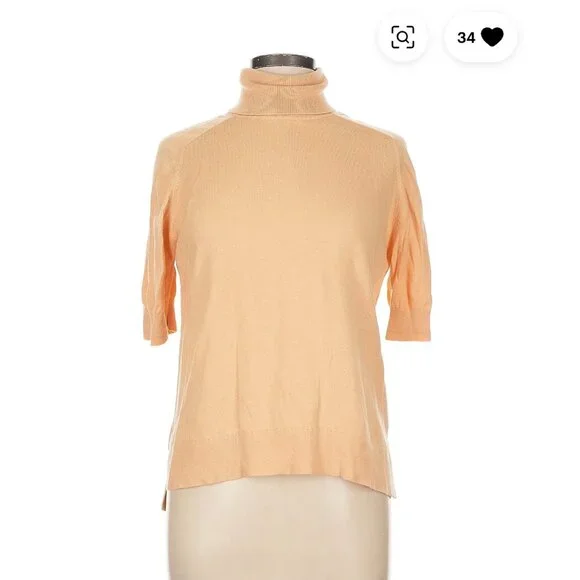 Everlane Wool/Cotton Short Sleeved Turtleneck Sweater L - Picture 4 of 5